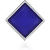 Cavill - Zilveren Hanger - 925 Sterling Zilver Platina Verguld - Blauwe Chalcedoon 5 844 ct - Moderne Ruitvorm, Elegante Carré Slijpsel - Diepblauw