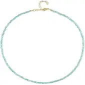 Cavill - Zilveren Halsketting 925 Sterling Zilver Verguld - Blauwe Apatiet Kralen 28,121 ct - Verstelbaar 45-50 cm - Elegant Blauwe Edelstenen Collier