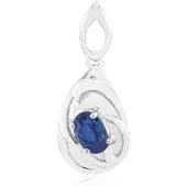 Cavill - Zilveren Hanger met Nepal Kyaniet 0,54 ct - 925 Sterling Zilver met Palladium - Elegante Blauwe Ovale Edelsteen - Hangers Dames