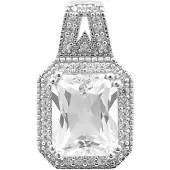 Cavill - Zilveren Hanger - 925 Sterling Zilver - 3,114 Ct Danburiet Mexico - Achthoek Radiant Edelsteen - Pavé Zirkonia - Elegant Sieraad Dames