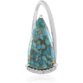 Cavill - Zilveren Hanger 925 Sterling Zilver Geplatineerd - 8 9 ct Blauwe Mohave Koper Turkoois - 8 Tanzania Zirkonia - Elegant