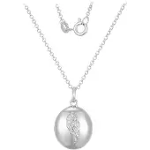 Cavill - Zilveren Halsketting 925 Sterling Zilver met 15 Fonkelende Zirkoon 0,058 ct - Ovale Filigraan Hanger - Elegant Tijdloos Sieraad
