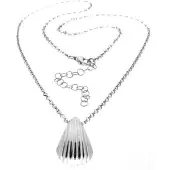 Cavill - Zilveren Halsketting - 925 Sterling Zilver - Verstelbare Schelp Hanger 21x12 mm - Maritiem Elegant Sieraad - 46-51 cm