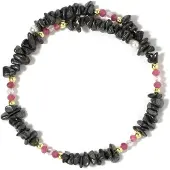 Cavill - Stalen Armband met Zwarte Hematiet 51,96 ct, Roze Toermalijn 2,37 ct, Regenboog Maansteen 2,24 ct - Elastisch Boho