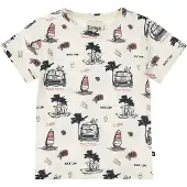 Dirkje T-shirt ecru Jongens Stretchkatoen Ronde hals All over print - maat 68