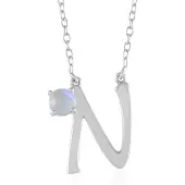 Cavill - Zilveren Halsketting 925 Sterling zilver geplatineerd - Regenboog Maansteen 0,40 ct Rond slijpsel - Verstelbaar Modern Minimalistisch Sieraad