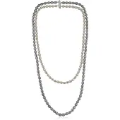 Cavill - Zilveren Meerrijige Halsketting - 925 Sterling Zilver Gerhodineerd - Witte Zoetwaterparels Fancy Slijpsel - Elegante Ketting 46-61.5 cm