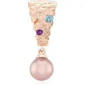 Cavill - Zilveren Rosé Vergulde Hanger met 8mm Ronde Ming Parel en Blauwe Topaas en Amethist - 925 Sterling Zilver - Elegante Moderne Dames Sieraden