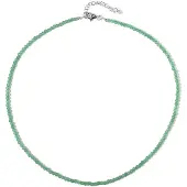 Cavill - Zilveren Halsketting 925 Sterling Zilver - Groene Aventurijn 24 ct - Ronde Kralen 3 mm - Verstelbare Elegante Ketting