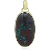 Cavill - Zilveren Hanger Verguld - 35 ct Ovale Zariniet uit Rusland - 925 Sterling Zilver - Elegante Cabochon Edelsteen - Sieraden