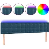 vidaXL Hoofdbord LED 180x5x78/88 cm fluweel donkerblauw