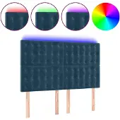 vidaXL Hoofdbord LED 144x5x118/128 cm fluweel donkerblauw