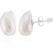 Cavill - Zilveren Oorbellen met Witte Zoetwater Kweekparels - 925 Sterling Zilver - Fancy Slijpsel - Elegante Oorknopjes voor Dames - 18x12,5 mm