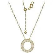 Cavill - Zilveren Halsketting met 0 683 ct Nigeriaanse Zirkonen - 925 Sterling Zilver Verguld - Verstelbare Elegante Ketting Rondgeslepen 17x17 mm