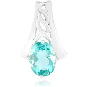 Cavill - 925 Sterling Zilveren Hanger met 1,615 ct Ovale Braldu Fluoriet - Palladium Versterkt - Elegante Blauwe Edelsteen Hanger 20x12 mm