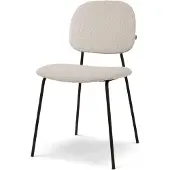 Nolon Jasmijn Eetkamerstoel Bouclé Beige - Stof - Zwarte Poten - Japandi