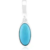 Cavill - Zilveren Hanger - 925 Sterling Zilver Platina Geplateerd - 1,3 ct Arizona Turkoois Ovaal Cabochon - Handgemaakt Elegant Dames Sieraad
