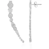 Cavill - Zilveren Oorbellen Geplatineerd - 925 Sterling Zilver - 85 Cambodjaanse Zirkonia 0 825ct - Elegante Ronde Oorhangers 46mm