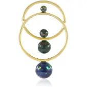 Cavill - Zilveren hanger - 925 Sterling zilver verguld - 3,08 ct Mezezo opaal - Ronde kraal - Blauwgroen kleurenspel - Elegant design