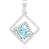 Cavill - Zilveren Hanger met Blauwe Apatiet 0,298 ct - 925 Sterling Zilver met Palladium - 20 Zirkonen 0,122 ct - Modern Elegant Ovaal 21x15 mm