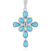 Cavill - Zilveren Hanger - 925 Sterling Zilver Platina Verguld - Peervormige Sleeping Beauty Turkoois 1 76 ct - Natuurblauw