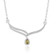 Cavill - Peervormige Sfeen Halsketting 0 15 ct - 925 Sterling Zilver Geplatineerd - Verstelbaar - Luxe Cambodjaanse Zirkonen