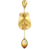 Cavill - Zilveren Hanger - 925 Sterling Zilver Verguld - 1 85 ct Zonsopgang Baltische Barnsteen Marquise Cabochon - Modern Elegant - 83x20 mm