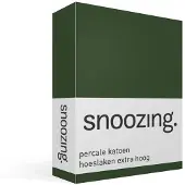 Snoozing percale katoen hoeslaken extra hoog - 160x210 cm - Lits-jumeaux - Donker Groen