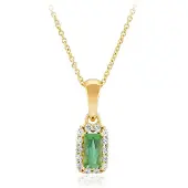 Cavill - Halsketting 925 Sterling Zilver Verguld - Groene Benedito Toermalijn 0,377 ct - 14 Zirkonia Rond 0,228 ct - Elegant Achthoek Radiant Design