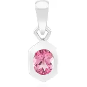 Cavill - Zilveren Hanger - 925 Sterling Zilver Palladium - Braziliaanse Roze Toermalijn 0,27 ct Ovaal Slijpsel - Elegant Design - 14x5 mm
