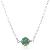 Cavill - Zilveren Halsketting - 925 Sterling Zilver Geplatineerd - 0,809 ct Ethiopische Mezezo Opaal - Ronde 6 mm Kraal - Elegant & Modern