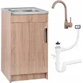Stamar - Keukenkast 50cm - Spoelbak - Hoge Kraan - Eik Sonoma