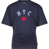 America Today T-shirt donkerblauw Meisjes Stretchkatoen Ronde hals Tekst - maat 134/140