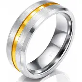Mendes Heren ring Wolfraam Zilver Goud 8mm-22mm