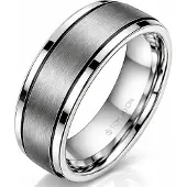 TJ Tom Jaxon Tom Jaxon heren ring Wolfraam Zwarte Groef Mat en Glans-22mm