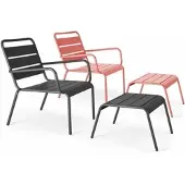Oviala - 2 relaxfauteuils met grijze voetensteun en klei bekleding - Palavas
