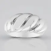Cavill - Geplatineerde Zilveren Ring - 925 Sterling Zilver - Brede Gepolijste Hoogglans Damesring - Elegant Modern Tijdloos - Maat 16-20