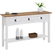 Idimex Bijzettafel CAMPO met 3 lades - Wit/bruin