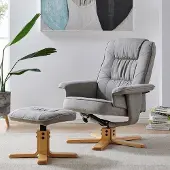 Idimex Relaxstoel CHARLY met voetenbankje en stoffen bekleding – grijs