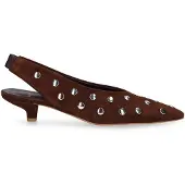 Manfield Bruine suède slingbacks met studs | Maat 37