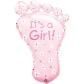 Amscan - Folieballon - Supershape - Voetje - It's a girl - Zonder vulling - 58x82cm