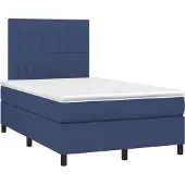 vidaXL Boxspring met matras stof blauw 120x190 cm