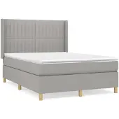vidaXL Boxspring met matras stof lichtgrijs 140x200 cm