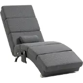 HOMCOM -Relaxliege mit Massagefunktion-Polyester, Stahl-56L x 168B x 84Hcm-Dunkelgrau