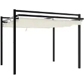 vidaXL Prieel met uittrekbaar dak 3x3 m aluminium crèmekleurig