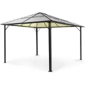 Blumfeldt Pantheon Solid Sky Ambient Solar Pavillon mit Dach 3x4m Polycarbonat Aluminium beleuchtet