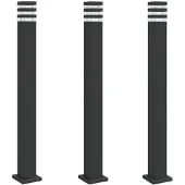 vidaXL Buitenvloerlampen 3 st met stopcontact 110 cm aluminium zwart