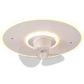 Reality LED-ventilator Nybro, wit, DC, stil, Ø 50 cm, CCT, afstandsbediening dimbaar, wit / opaal, Woon-/ Eetkamer, metaal, Modern