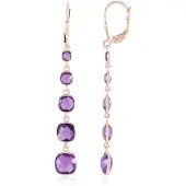 Cavill - Zilveren oorbellen rosé verguld - 925 Sterling zilver - Braziliaanse amethist 6,5 ct - Antiek kussen briolette - Elegante damesclip 58 mm