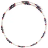 Cavill - Edelsteen Ketting 925 Zilver - 20,48 ct Ioliet, 9 ct Robijn & 8,35 ct Regenboog Maansteen - Elegant 31,4 cm
